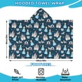 thumbnail image 2 of Dark Blue Princess Castle Pattern Hooded Bath Towel，60"x35" for Ages 3 To 12 Kids, Quick Dry Lightweight Soft Microfiber Hood Beach Towel Cover Up for Kids, 2 of 7