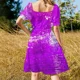 thumbnail image 5 of Vestido abstracto de manga corta en color rosa y naranja para mujer, novedad de verano, vestido de playa., 5 of 7