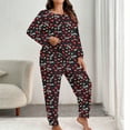 thumbnail image 2 of Lorytime Valentines Long Sleeve Pajama Set for Women Heart Letter Plus Size Crewneck Top and Bottom Sleepwear Red 2XL, 2 of 5