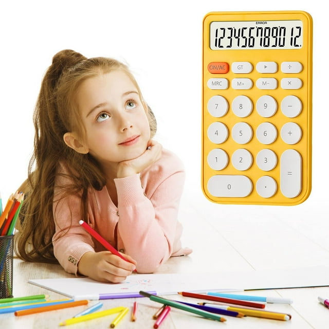 AKEGAMN Clearance! Standard Calculator 12 Digit Desktop Large Display And Buttons Calculator With Large LCD Display For School Home & Business Use Automatic Sleep APPLICATION SCENARIO: Yellow-white,