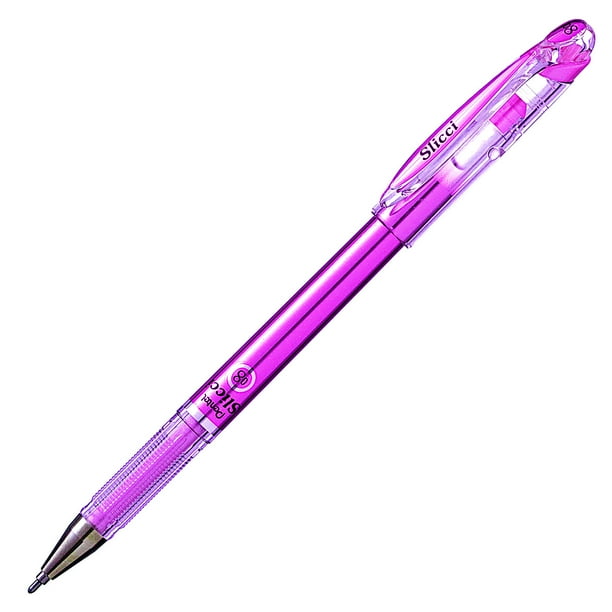 Bolígrafo de gel Pentel Arts Slicci Metallic con punta de aguja de 0,8 mm, color rosa, 12 unidades