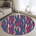 thumbnail image 2 of Tribal Style Round Area Rugs 3 ft, Abstract Boho Ethnic Feather Leaf Washable Small Area Rug with Non-Slip Sturdy Edge Binding Round Front Door Mat Floor Carpet for Entryway, 2 of 9