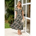 thumbnail image 3 of Vestido largo Simplee Apparel de gasa verde floral para mujer, 3 of 7