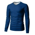 thumbnail image 6 of Men's V Neck Long Sleeve Casual T-Shirt Classic Basic Solid Tee Shirts Dark Blue 4XL, 6 of 6
