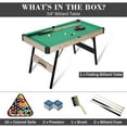 thumbnail image 3 of RayChee 54" Folding Pool Billiard Table, Portable Pool Game Table with 2 Cue Sticks, 16 Balls, Triangle, Chalk, Indoor Foldable Billiards Table for Kids Adults Family Game Room(Green), 3 of 7