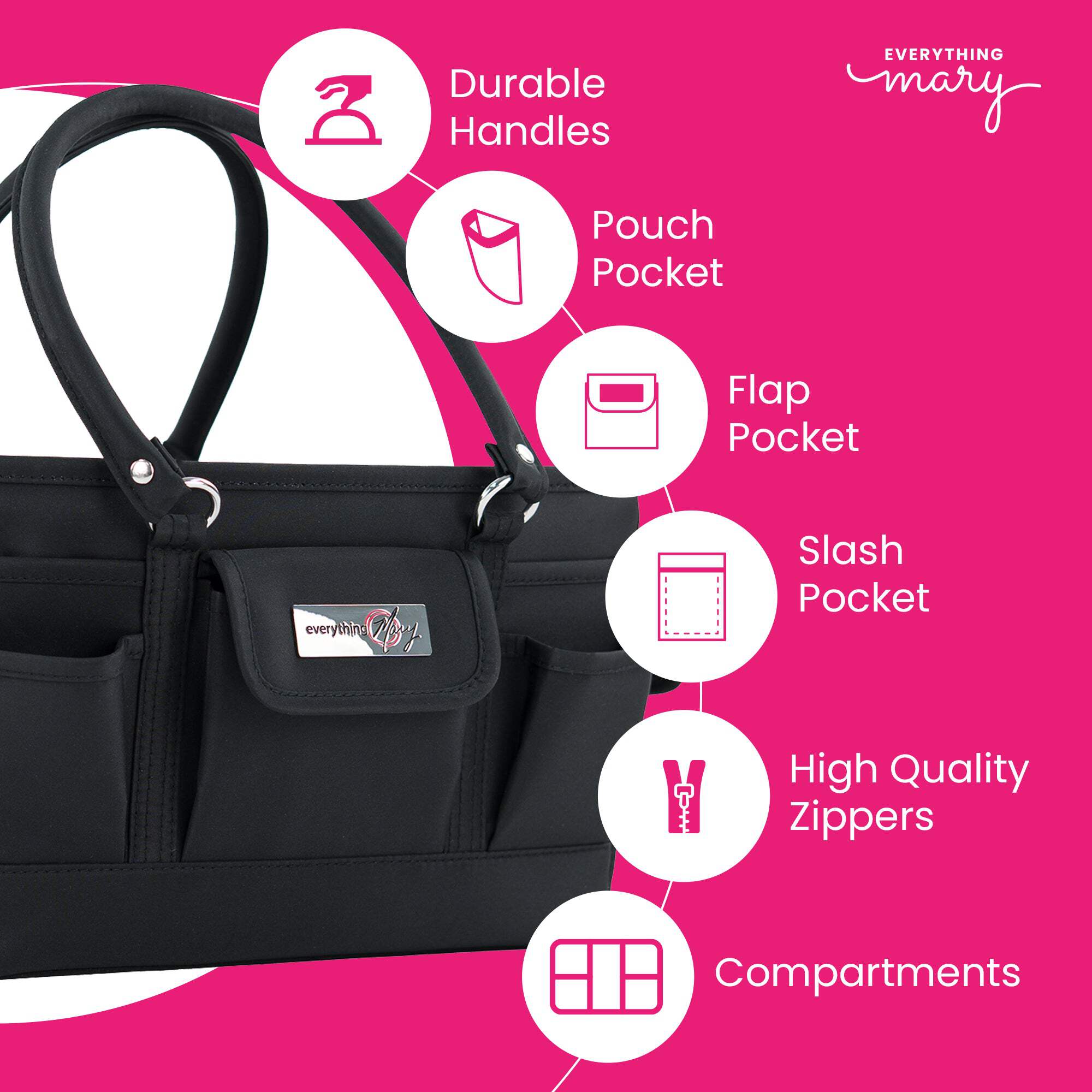 Everything Mary Deluxe Store  Tote Craft Organizer, Black