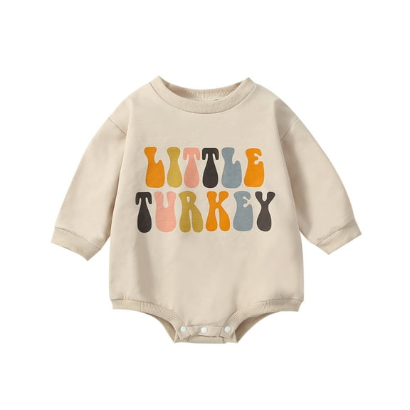 Thanksgiving Baby Outfit Infant Boys Girls Little Turkey Sweatshirt Romper Oversized Onesie Fall Clothes Romper 6M 12M 18M 24M
