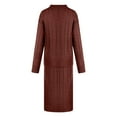 thumbnail image 5 of YWDJ Women Skirts Knee Length Casual Solid Color Round Neck Long Sleeve Cable Knitted Warm Two-Piece Skirt Sweater Suit Set Wine XXXXXL, 5 of 6
