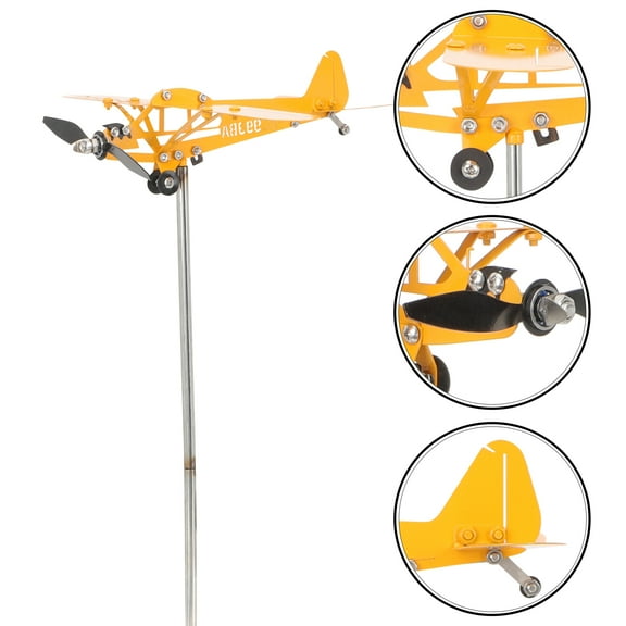 Supvox Iron Airplane Weathervane Durable Metal Windmill Sculpture for Outdoor Garden Decoration