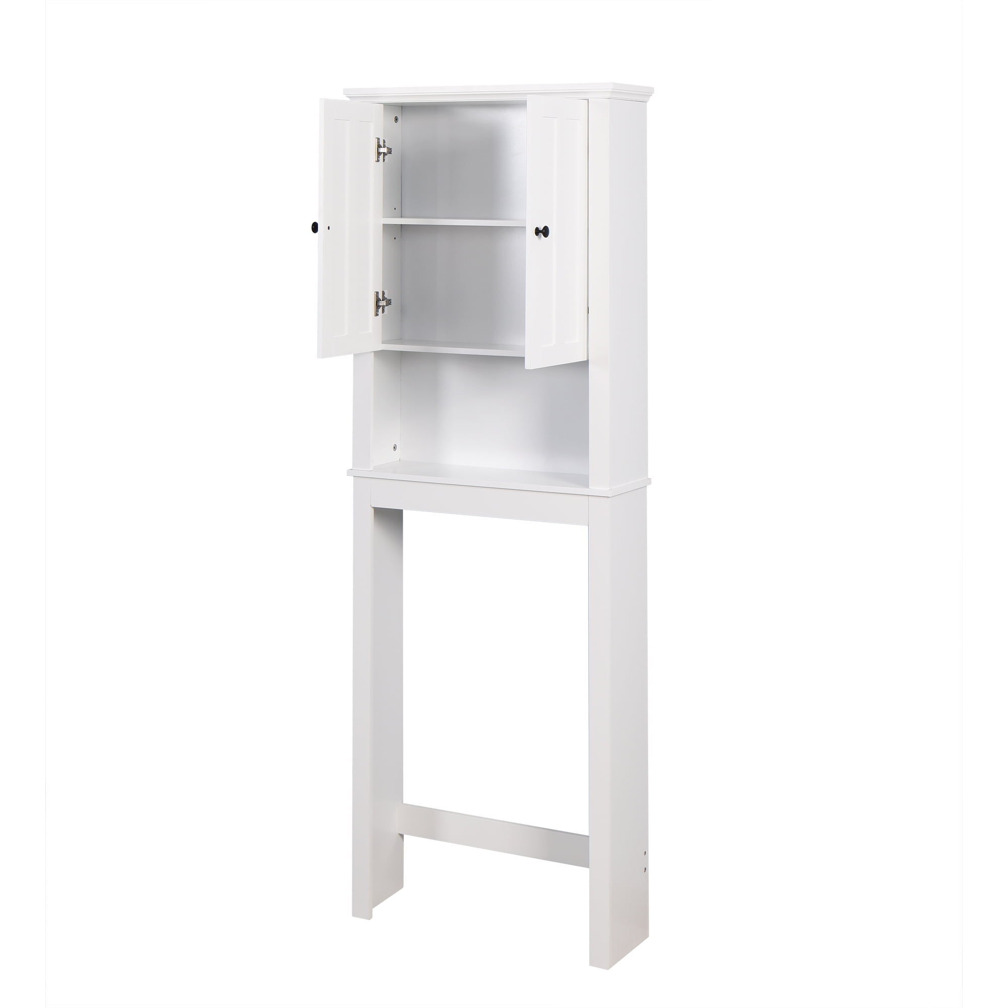 Tileon 23.6 in. W x 62 in. H x 9.1 in. H D White MDF Bathroom Shelf Over The Toilet Storage Cabinet Space Saver with 3-Shelf