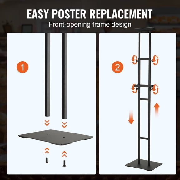 Double-Sided Pedestal Sign Holder, 75" Height Adjustable Floor Standing Banner Stand with Non-Slip Base for Foam Board, Black
