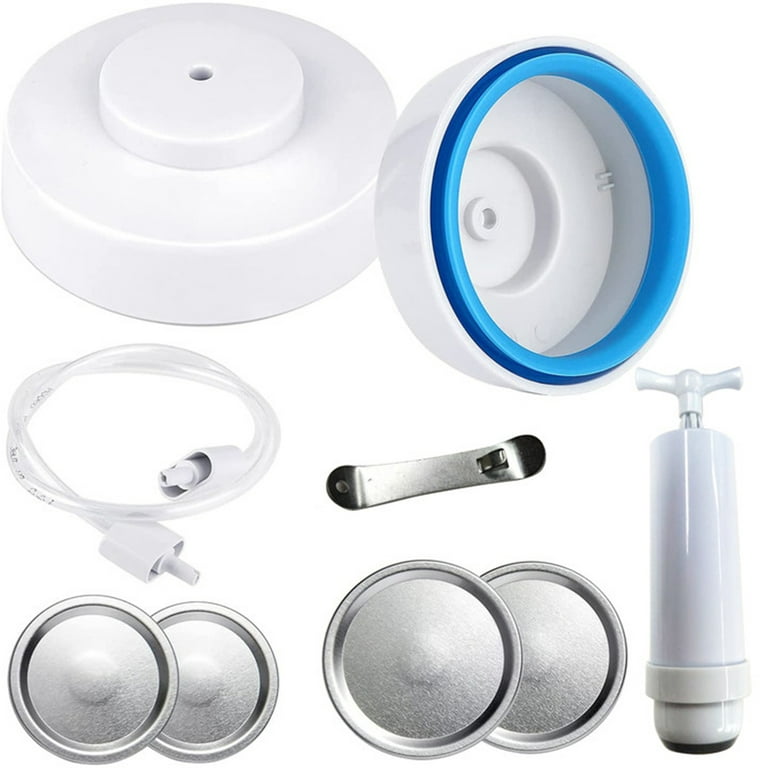 TOYMIS Mason Jar Vacuum Sealer Kit, Jar Vacuum Sealer Kit Compatible with  Foodsaver Vacuum Sealers Jar Sealer and Accessory for Regular & Wide Mouth  Mason Jars Food Storage (White & Blue)