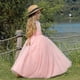 thumbnail image 5 of Lindo vestido de niña de gasa esponjosa rosa sin mangas vestido de noche sin espalda vestido largo de encaje vestido de fiesta de actuación, 5 of 6