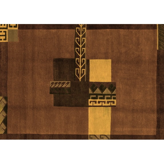 Ahgly Company Indoor Rectangle Abstract Orange Modern Area Rugs, 7' x 9'
