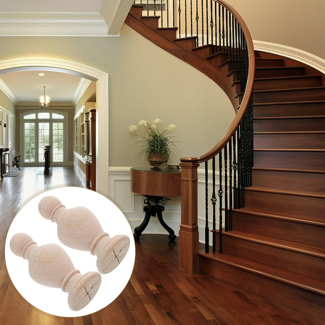 OULII Embouts en Bois Kaki Élégants pour Décoration Intérieure avec Design Sablier et Structure Style Européen Robuste 2 Pcs