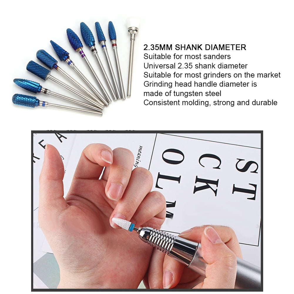 10Pcs Nail Grinding Head Nail Drill Bit Set Nail Polisher Accessory Manicure Tool Kit