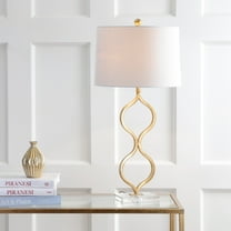 JONATHAN Y Levi 31.5" Metal/Crystal LED Table Lamp, Gold Leaf, JYL3028A