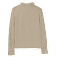 thumbnail image 4 of ManxiVoo Women Semi High Neck Knit Top with Lace Trim Detail Layering Base Shirt Comfortable Stretch Daily Wear Blouse XL Size Khaki, 4 of 8