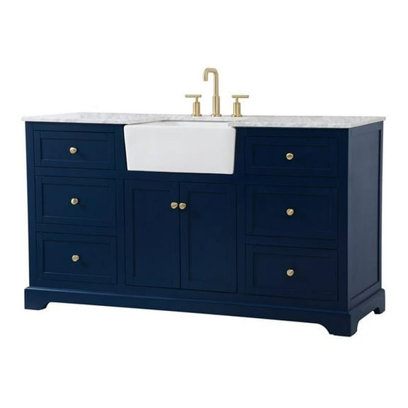 Elegant Decor Franklin 60" Aluminum MDF Single Bathroom Vanity in Blue