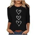 thumbnail image 2 of EchfiProm Womens Shirts Love Heart Valentines Day Graphic Tees 3/4 Sleeve Valentine Black Tops for Women Casual, 2 of 5