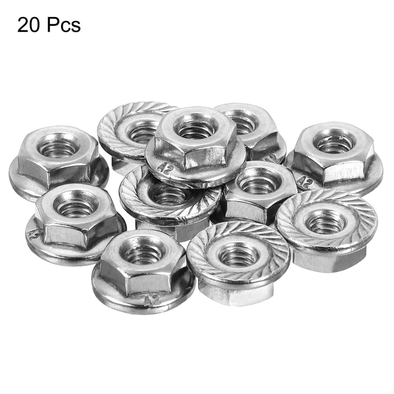 Uxcell #8-32 Serrated Flange Hex Lock Nuts, 20Pack 304 Stainless