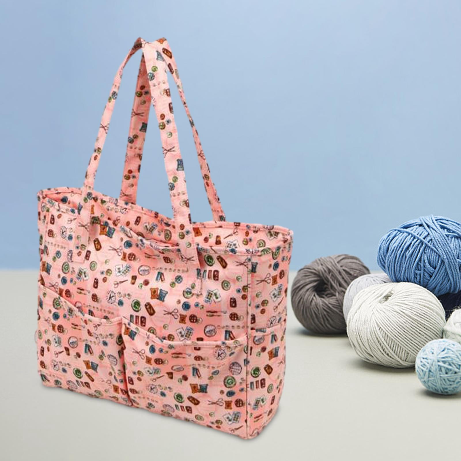 Wxqbjtam Knitting Bag Yarn Tote Crochet Organizer Bag Lightweight Handbag Knitting Needle