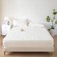 thumbnail image 4 of Quilted Waterproof Bed Cover Set - Ice Silk Mattress Protector, Breathable Cooling Topper, Beige, JKODE, 4 of 8