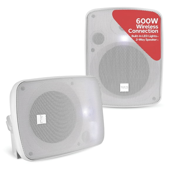 PYLE PDWR54BTW - Waterproof & Bluetooth 5.25'' Indoor / Outdoor Speaker System, 600 Watt, White