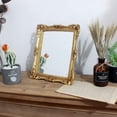 thumbnail image 3 of Espejo decorativo vintage de 11 x 9,5 pulgadas, para maquillaje de pared y de sobremesa.，Oro antiguo cuadrado, 3 of 5