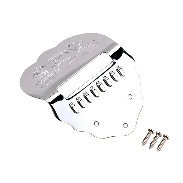 K Word Scalloped Metal Mandolin Tailpiece Parts for 8 String Mandolin Guitar QB02 (Silver)