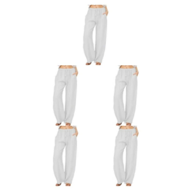 Qarigey Pantalones de pierna ancha para mujer a la moda y versátiles para diario, tiempo libre, diario, pantalones casuales para mujer, blanco Type2 NO2