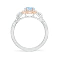 thumbnail image 2 of ANGARA Natural 1 ct Aquamarine Twisted Vine Ring with Diamond Halo in 14K White & Rose Gold for Women (Size-8x6mm) | March Birthstone, Anniversary, Jewelry Gift for Women | Natural Aquamarine Ring, 2 of 9