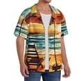 thumbnail image 2 of Gukieu Beach Umbrella Sunset Print Men's Short-sleeved Shirts, Button-down Pocket Shirts, T-shirts, Beach Vacation Travel Summer Clothing-Small, 2 of 5