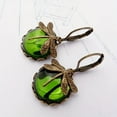 thumbnail image 3 of 2pcs/pair Vintage Dragonfly Earrings with Moonstone and Brass Glass Cabochon - Perfect Gift for Women and Men, 3 of 5