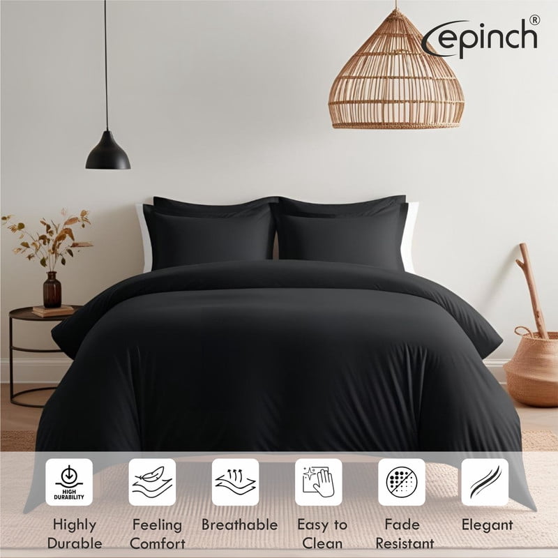 3 Sided Zipper Duvet Cover Set Easy to Use Home & Hotel Soft Microfiber 3 PCS 1-Duvet Cover & 2- Pillow Sham No Comfoter Taxas King 120 X 120 Inch