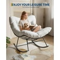 thumbnail image 4 of Papasan Rocking Chair, Outdoor Patio Rocking Chairs with Thick Cushion and Removable Side Pockets, Oversized Rocker Egg Chair for Bedroom, Porch, Garden (White, 43.3"D x 36.22"W x 24.8"H), 4 of 6