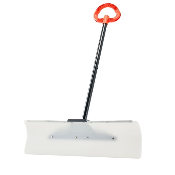 Dranite Snow Pusher Shovel with Metal Edge, 30" HDPE Blade & Segmented Handle, Ergonomic Snow Removal Tool for Driveway and Garden, Winter Ice Scraper