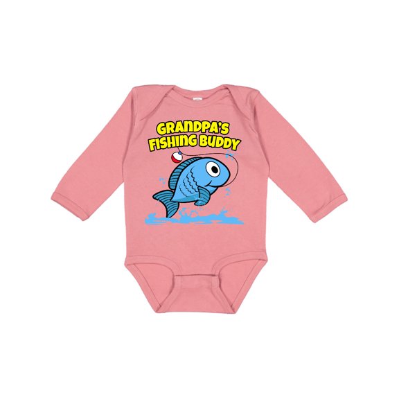 Inktastic Grandpa's Fishing Buddy (blue) Boys or Girls Long Sleeve Baby Bodysuit