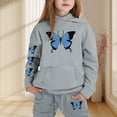 thumbnail image 2 of Little Girls' Clothing Set Buttrfly Print Crop Top Hoodies Sweatpants 2 Piece Outfits Kids Sweatsuit Tracksuit Jogger Set, 2 of 4