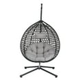 thumbnail image 5 of Harper & Bright Designs Hanging Egg Chair with Stand, Patio Wicker Hanging Chair, Indoor and Outdoor Hammock Swing Chair, 330 LBS Capacity for Bedroom Balcony Garden, Black+ Gray, 5 of 10