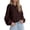 Brown, variant on Women's Crew Neck Cable Knit Cardigan, Wooden Button Front with Puff Long Sleeve, Loose Cropped Sweater Jacket for Daily Layering