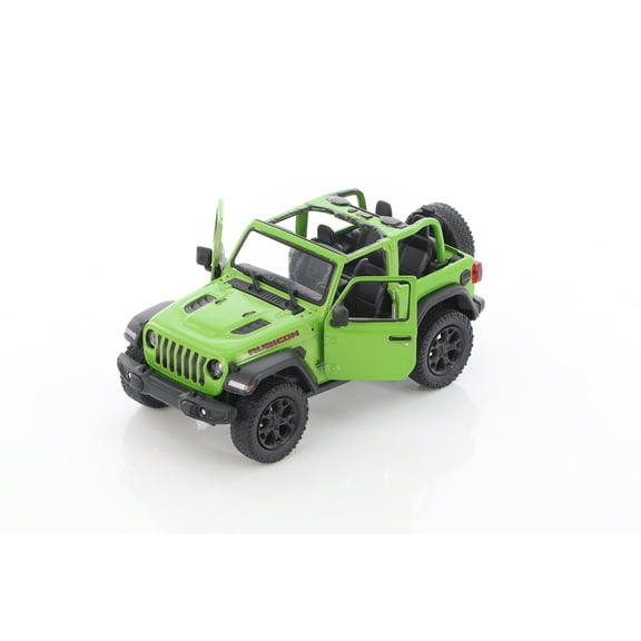 2018 Jeep Wrangler Rubicon Open Top, Green - Kinsmart 5412DA/GN - 1/34 scale Diecast Model Toy Car