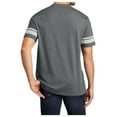 thumbnail image 2 of Yellow Rooster Men's Game T-Shirts with Stripes Printed Sleeves Heathered Charcoal/White XS, 2 of 6