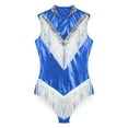 thumbnail image 5 of Alvivi Women's Shiny Sequins Metallic Fringed Turtleneck Dance Dress Gymnastic Tassel Leotard Blue L, 5 of 7