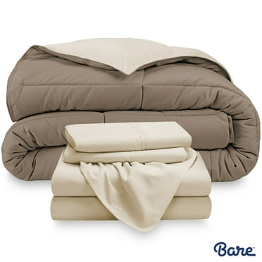 Bare Home  Down Alternative Reversible Bed-in-a-Bag Sand/Taupe, Sand Twin XL 4 Piece