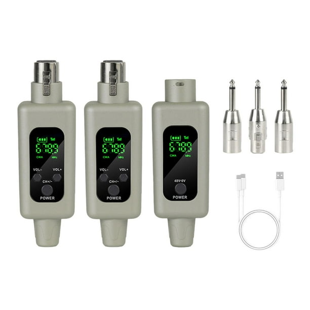 Conjunto convertidor de micrófono XLR Sistema de transmisión inalámbrica para sonido en vivo de guitarras 1 por 2