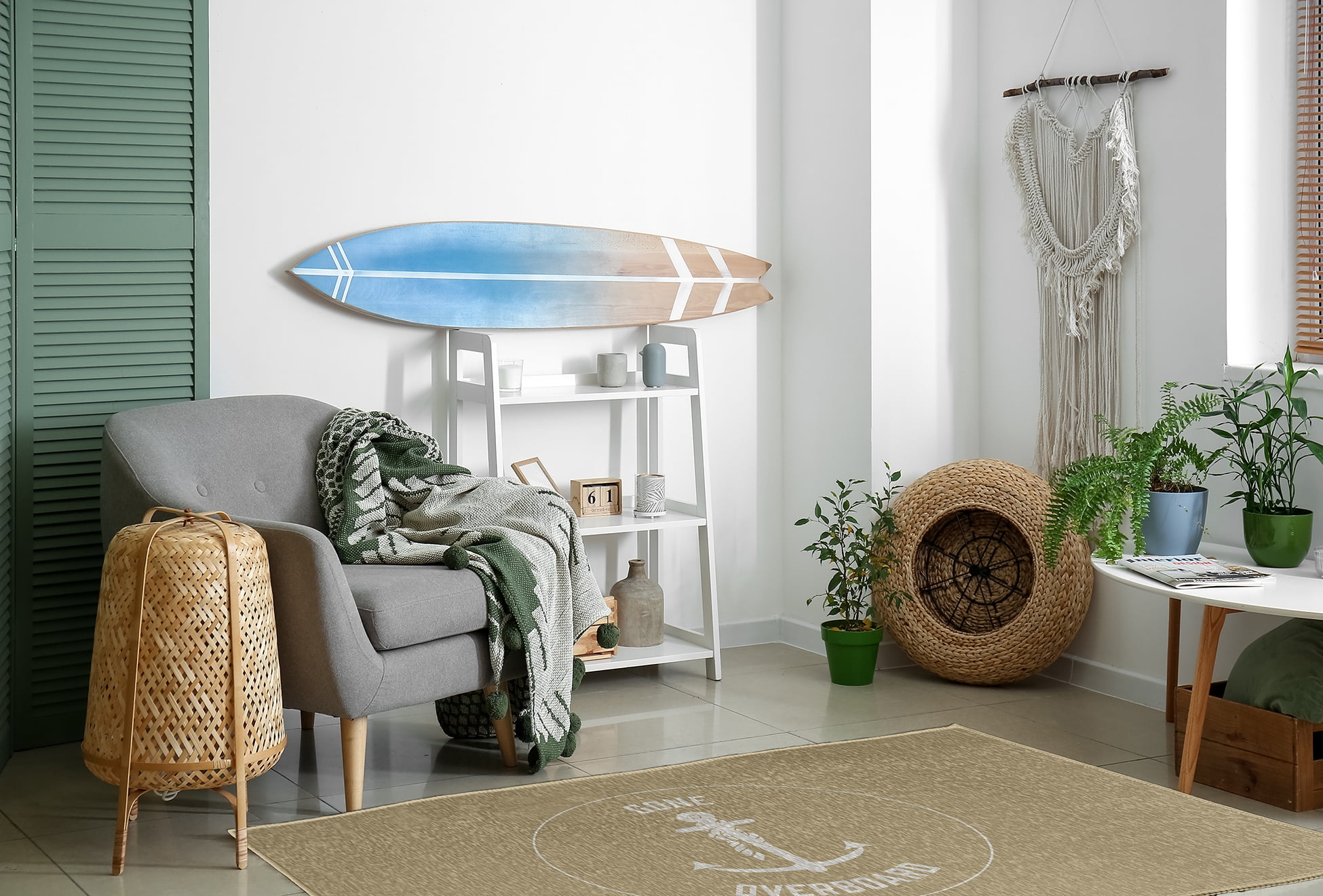 Simply Daisy 4' x 6' Gone Forever Overboard Nautical Chenille Rug, Taupe
