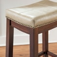 thumbnail image 5 of Linon Claridge 26" Backless Indoor Wood Counter Stool, Dark Brown/Beige Faux Leather, 1 Stool, 5 of 9
