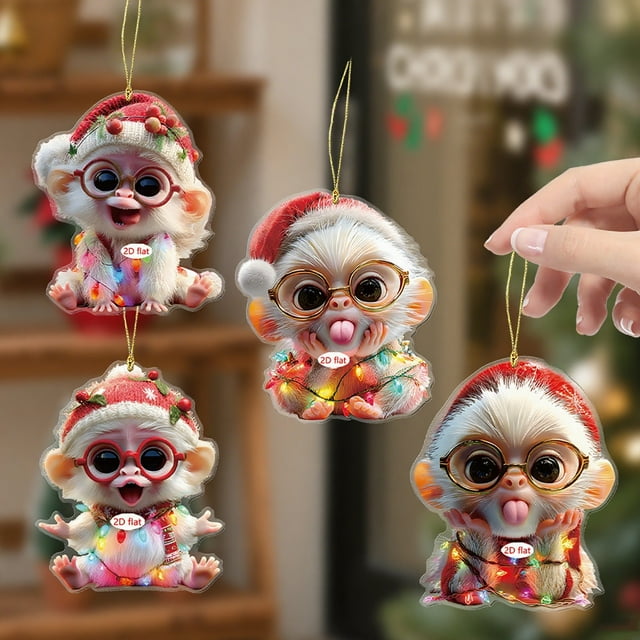 Acrylic Christmas Ornament under 5! CQCYD Christmas Acrylic Flat Pendant, 2D Car Hanging Ornament for Rearview Mirror, Festive Tree Decoration for Home and Gift