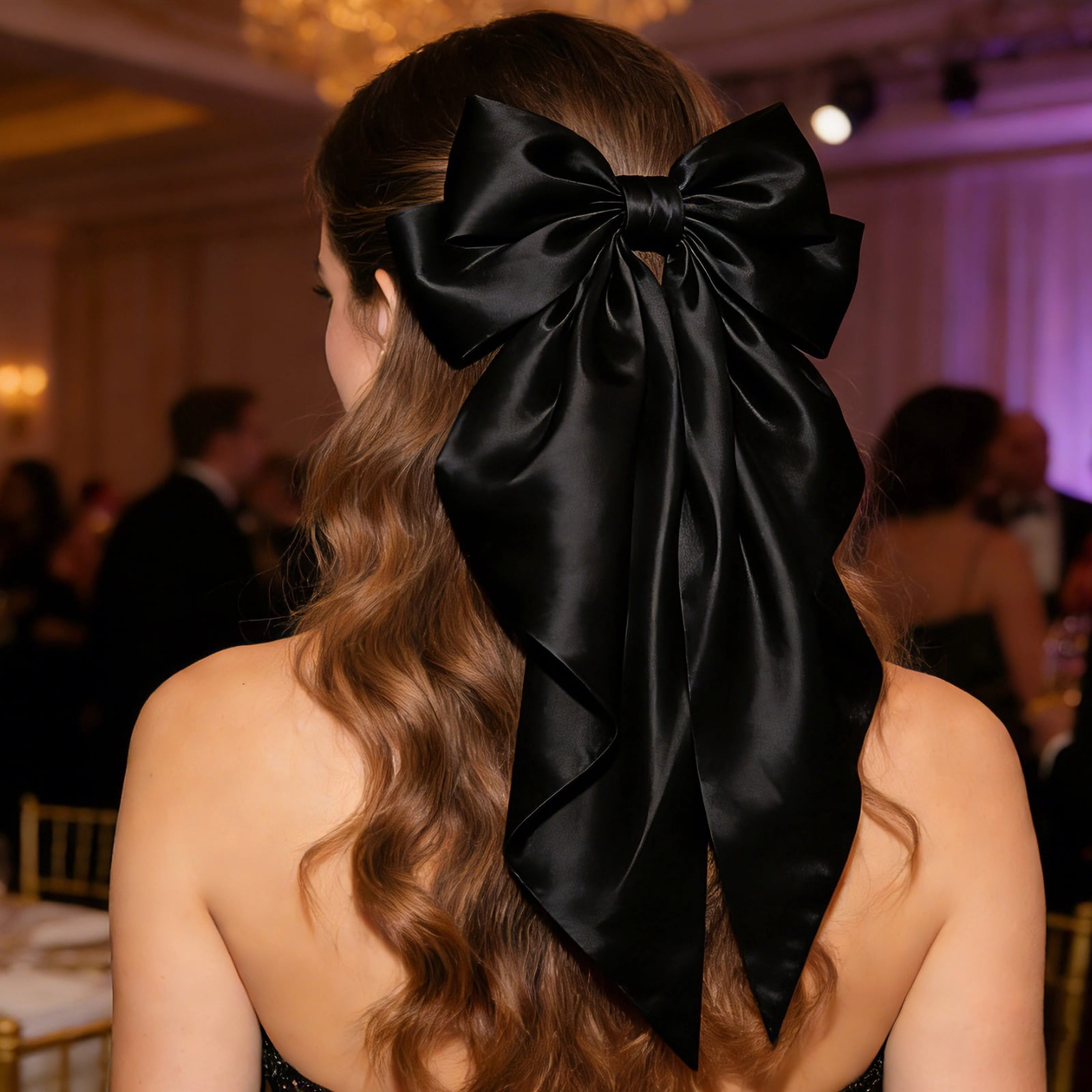 25 Pcs Satin Hair Bows, Silky Big Bow Hair Clips, Large Ribbon Bow Barrettes with Long Tails, Solid Color Clip Accessories for Women, Elegant Decorative Hairpieces for Daily Wear, Parties